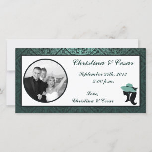 4x8 Engagement Photo Announcement Damask Teal Coup