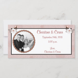 4x8 Engagement Photo Announcement Pink/Brown Flora