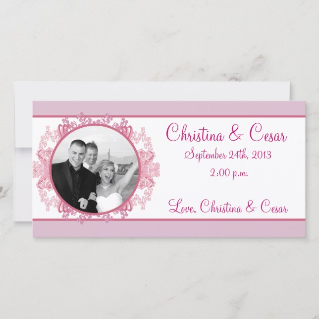 4x8 Engagement Photo Announcement Pink/Purple Chin (Front)