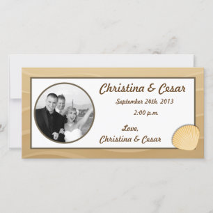 4x8 Engagement Photo Announcement Seashells on San