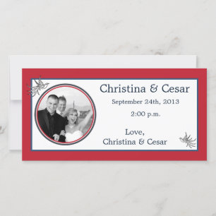 4x8 Engagement Photo Announcement White Dove Red B