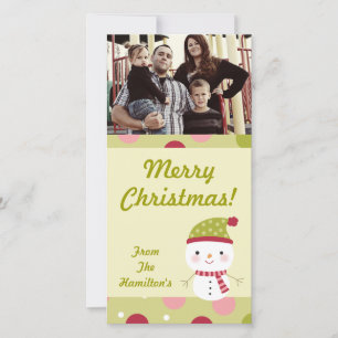 4x8 Frosty Snowman Polka Dot BG PHOTO Card