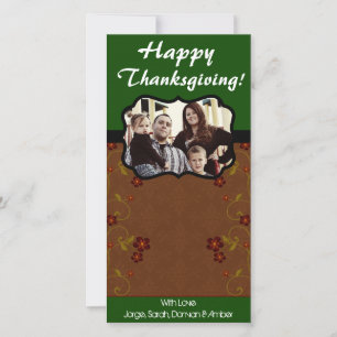 4x8 Green and Brown Autumn PHOTO Thanksgiving Card