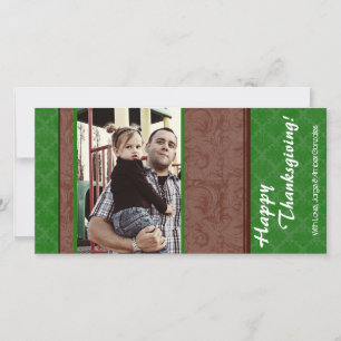 4x8 Green and Brown Floral PHOTO Thanksgiving Card