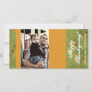 4x8 Green and Yellow Leaves Thanksgiving PHOTOCard Holiday Card
