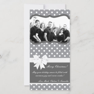 4x8 Hot Pink Black Polka Dot PHOTO Christmas Card