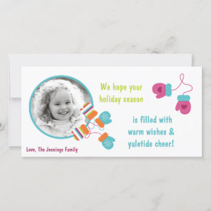 4x8 Modern Colour Mitten PHOTO Christmas Card