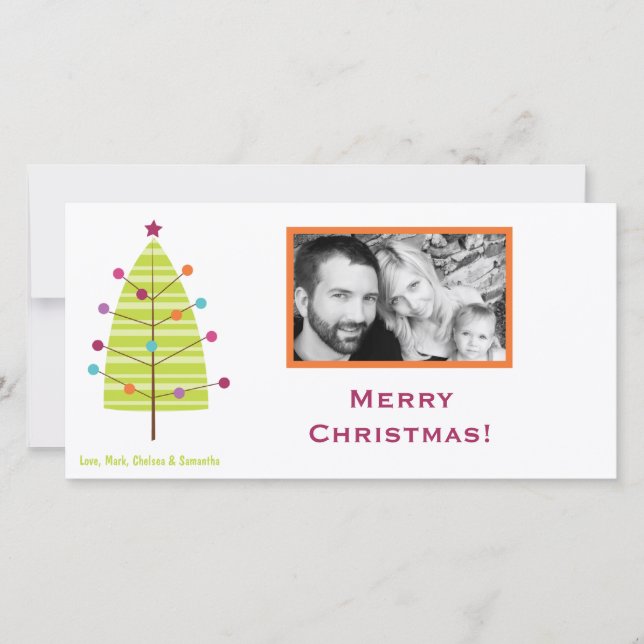 4x8 Modern XMAS Tree PHOTO Christmas Card (Front)
