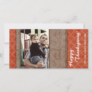 4x8 Orange and Brown Floral Thanksgiving Card