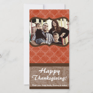 4x8 Orange and Brown Floral Thanksgiving Card