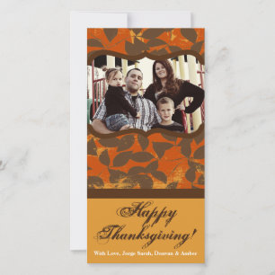 4x8 Orange and Brown Leaves Thanksgiving PHOTOCard Holiday Card