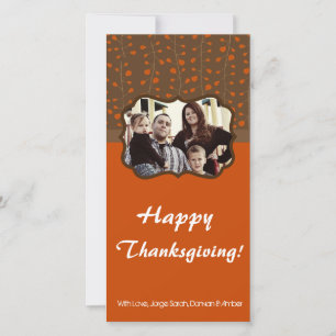 4x8 Orange & Brown Leaves PHOTO Thanksgiving Card