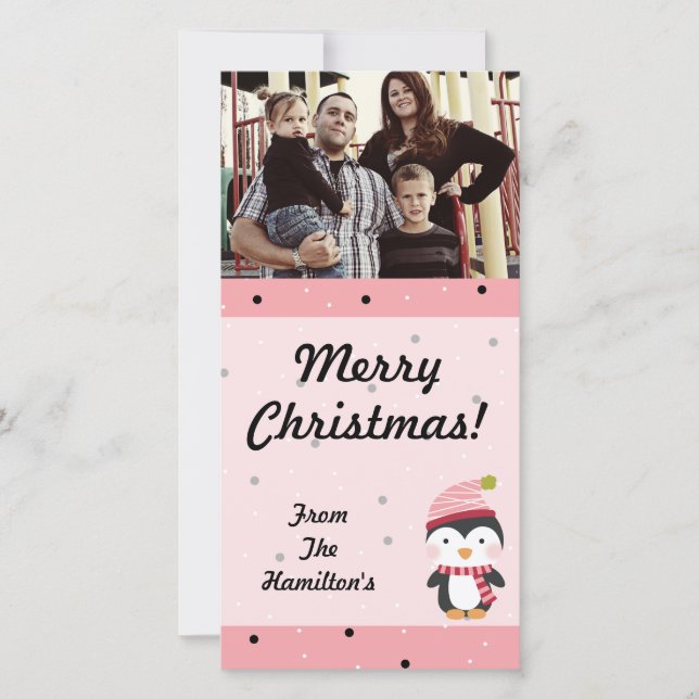 4x8 Penguin Cuties Polka Dots PHOTO Card (Front)