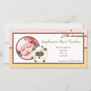 4x8 Photo Birth Announcement Abbys Farm Pink Girly