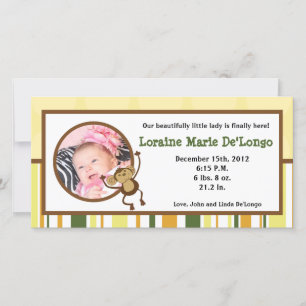 4x8 Photo Birth Announcement Jungle Babies Animal
