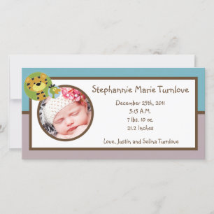 4x8 Photo Birth Announcement Jungle Tales Safari
