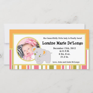 4x8 Photo Birth Announcement Tropical Punch Animal
