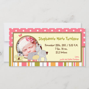 4x8 Photo Birth Announcement Tropical Punch Girl