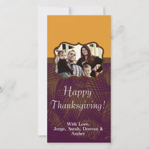 4x8 Purple & Yellow Grunge Thanksgiving PHOTO Card