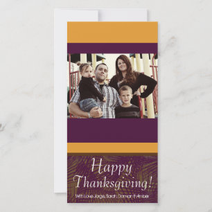 4x8 Purple & Yellow Leaves Thanksgiving PHOTO Card