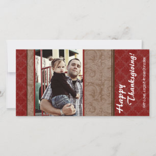 4x8 Red and Brown Floral Thanksgiving Card