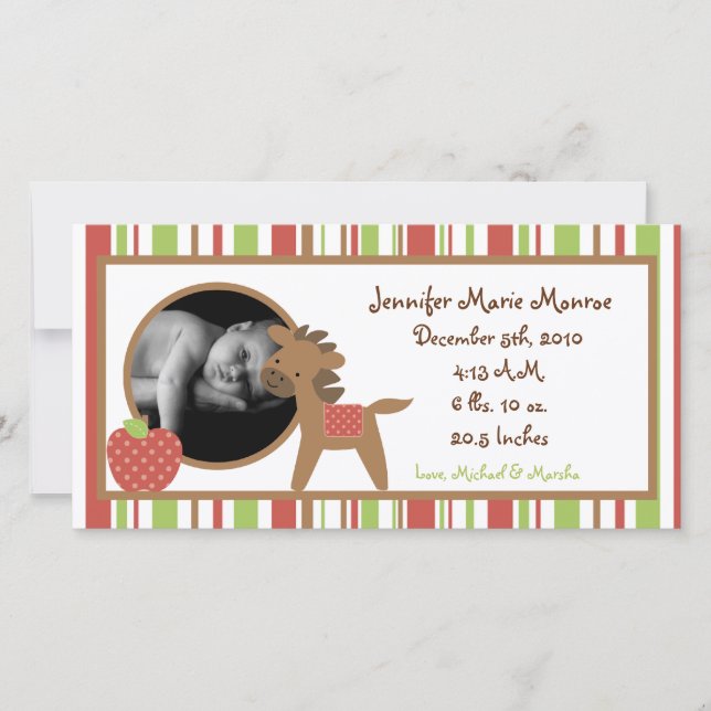 4x8 Red Barn Farm Birth Announcement (Front)