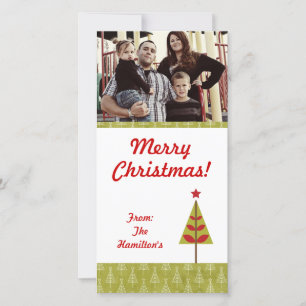 4x8 Red Star Christmas Tree PHOTO Card