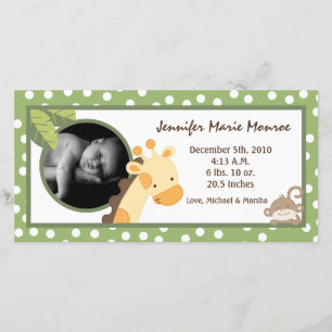 4x8 Safari Adventure Photo Birth Announcement