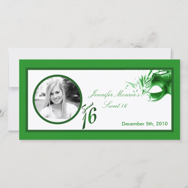 4x8 Sweet 16 Green Party Announcement (Front)