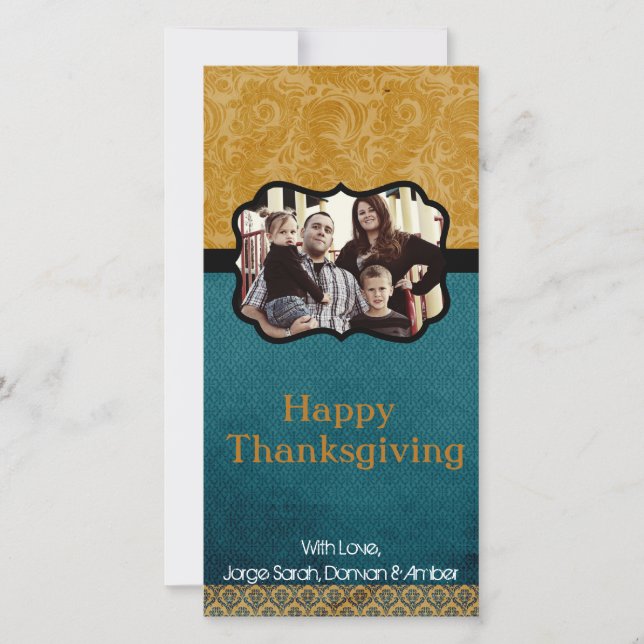4x8 Teal Foliage Thanksgiving Card (Front)