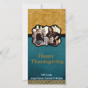 4x8 Teal Foliage Thanksgiving Card