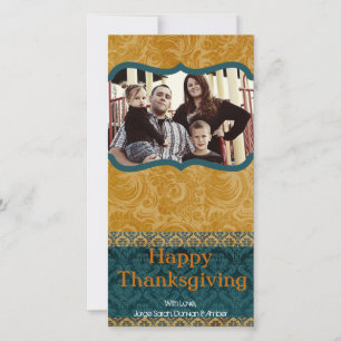 4x8 Teal Foliage Thanksgiving Card