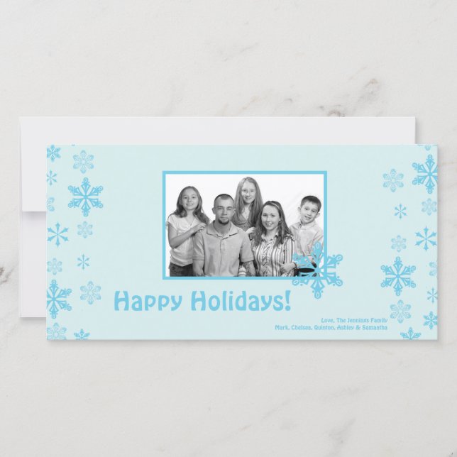 4x8 Winter Snowflakes PHOTO Christmas Card (Front)