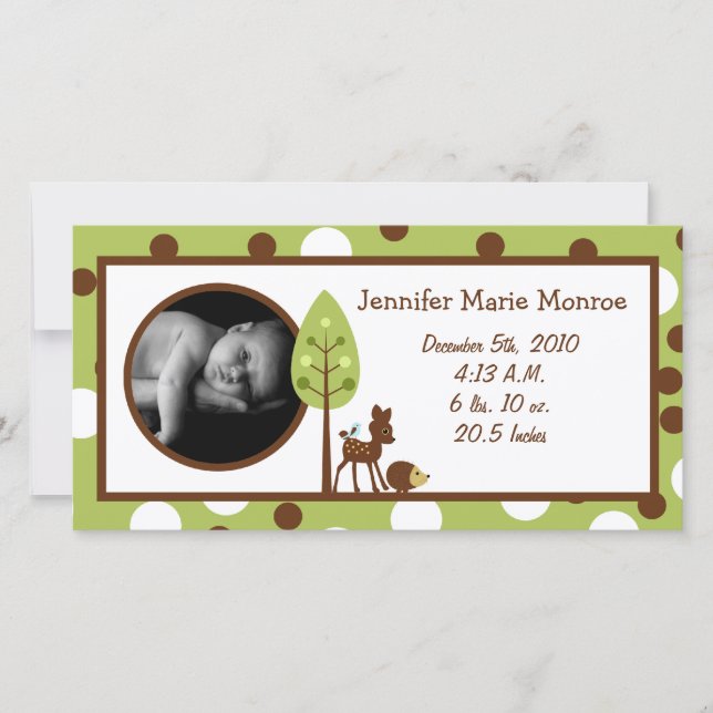 4x8 Woodland Friends Birth Announcement (Front)