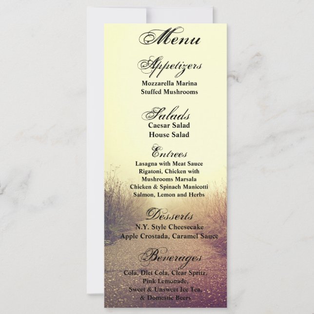 4x9.25 Menu Cards Sunrise Pathway Walkway Path Sid (Front)