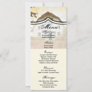 4x9.25 Menu Cards Sunset Barn Country Rustic Field
