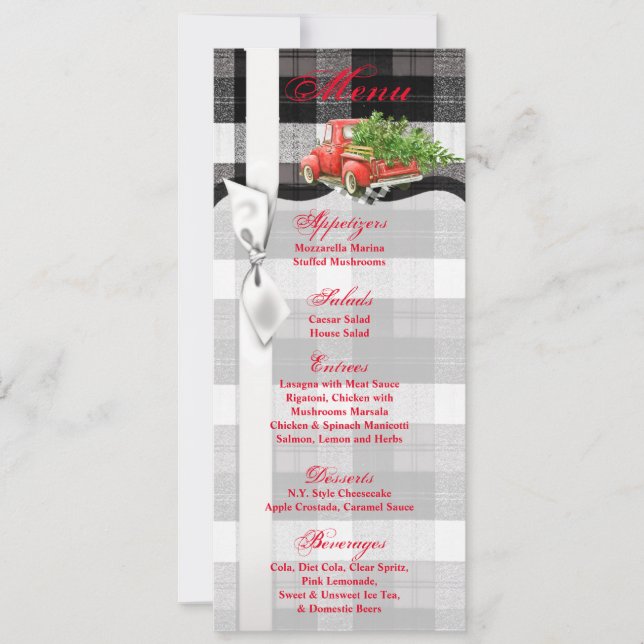 4x9.25 Menu Cards XMAS Truck Christmas Buffalo Pla (Front)