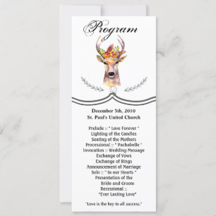 4x9.25 Program Cards  Boho Deer Buck Head Browning