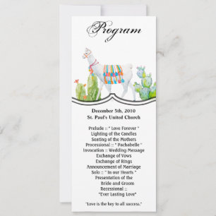 4x9.25 Program Cards Boho Llama Bohemian Cacti Des