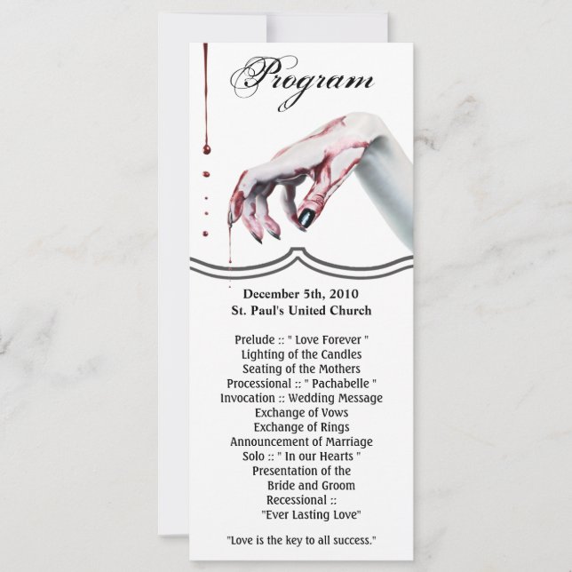 4x9.25 Program Cards bvzombie blood drip vampire G (Front)