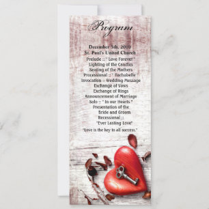 4x9.25 Program Cards Country Wood Key to my Heart 