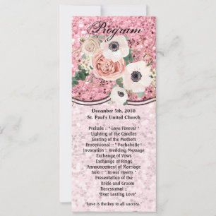 4x9.25 Program Cards Geometric Garden Rose Glitter