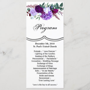 4x9.25 Program Cards Lavender Hibiscus on White