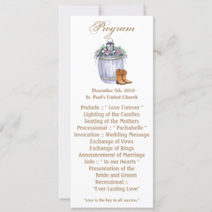 4x9.25 Program Cards Summer Country Wedding Rustic