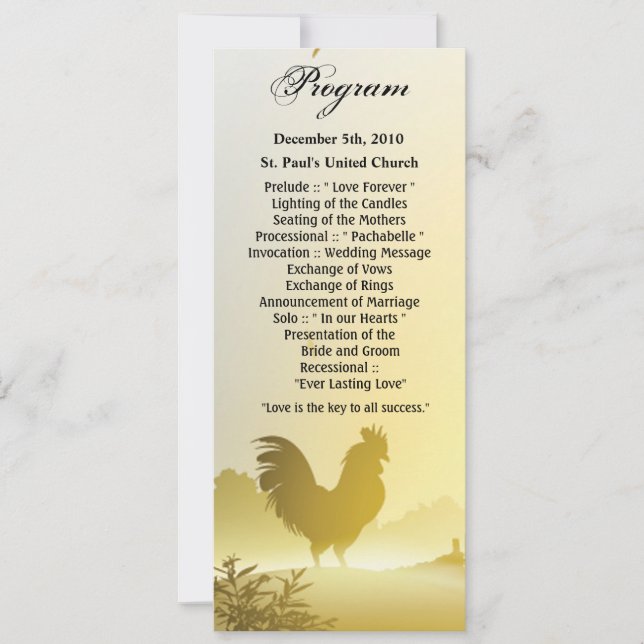 4x9.25 Program Cards Sunny Morning Farm Country Ru (Front)