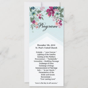 4x9.25 Program Cards Tropical Flower on Blue Ombre