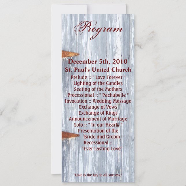 4x9.25 Program Cards White Wash Wood Barn Door Cou (Front)