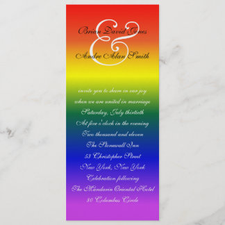 4x9 Gay Wedding Rainbow LGBT Pride Metallic Paper Invitation