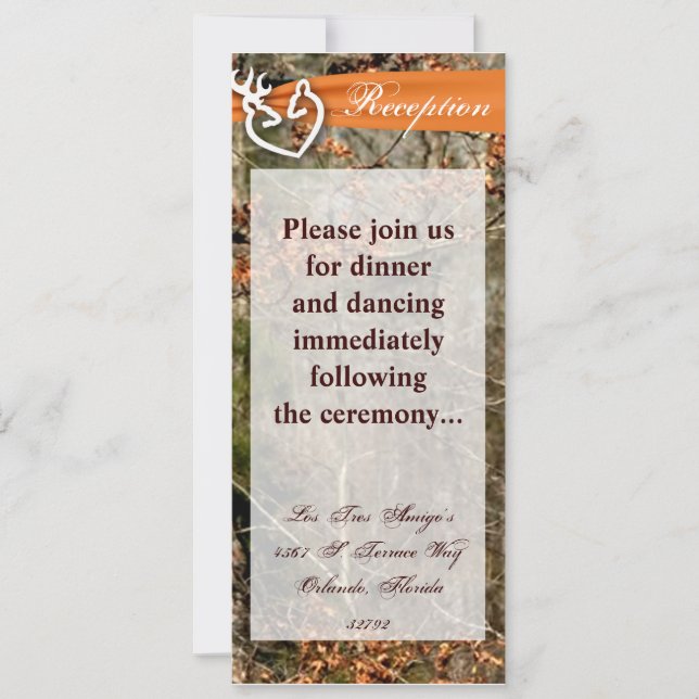 4x9 Reception Card Deer Couple Doe Buck Camo (Front)