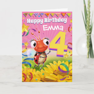 4yrs Custom birthday card Little Ladybug range